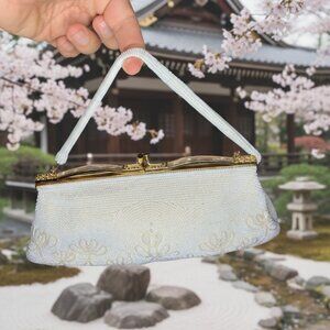 Vintage Beaded Clutch by Dena of Dallas – Ivory Pearl Purse Made in Japan